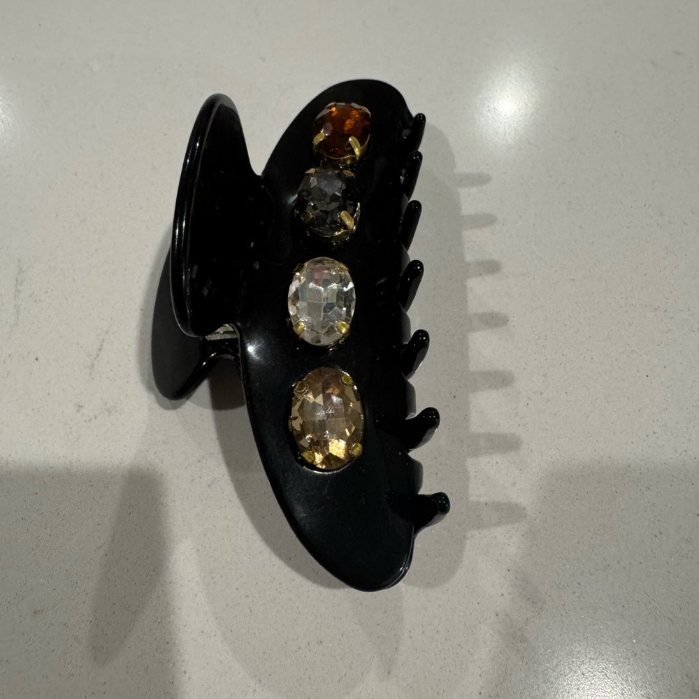 Lele Sadoughi Black Hair Clip with Gem Accents